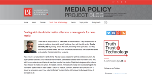 Dealing with the disinformation dilemma : a new agenda for news media via Media Policy Project Blog