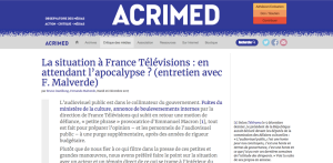 La situation à France Télévisions : en attendant l’apocalypse par Bruno Dastillung et Fernando Malverde via Acrimed