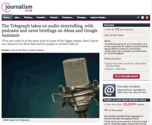 The Telegraph takes on audio storytelling, with podcasts and news briefings on Alexa and Google Assistant par Catalina Albeanu via journalism.co.uk